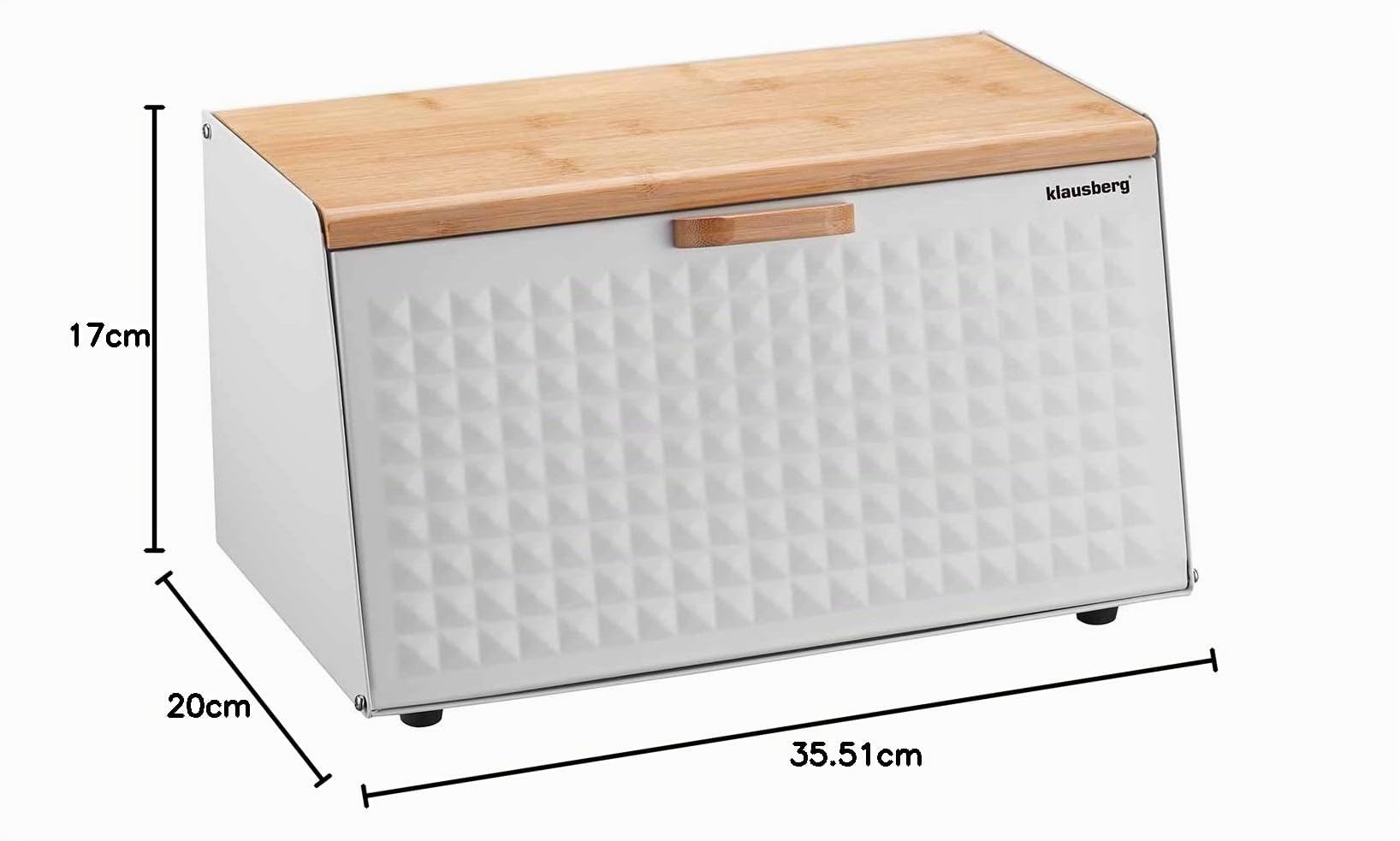 KLAUSBERG KB-7468 Boîte à pain en bois et acier inoxydable Blanc