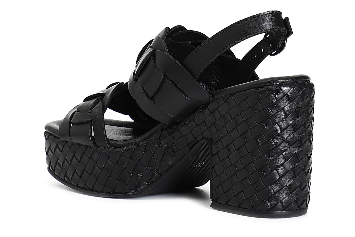 CAFèNOIR - Sandali Doppia Fascia In Pelle Zeppa Intreccio, Da Donna