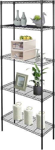 Miniatura 6 de BELANITAS Estantería de metal de 5 niveles, estantes de alambre de capas ajustables, estantería de alambre resistente para uso en el hogar, cocina,