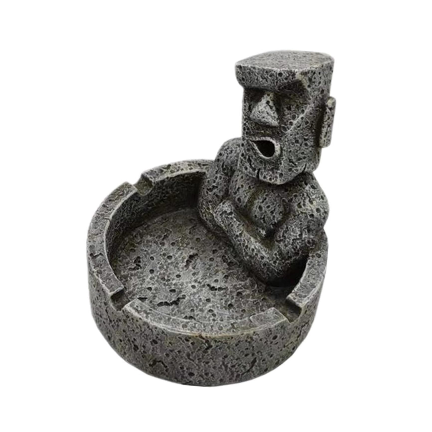 Cendrier Moai pour fumeurs avec réservoir en résine rétro et design créatif de bureau