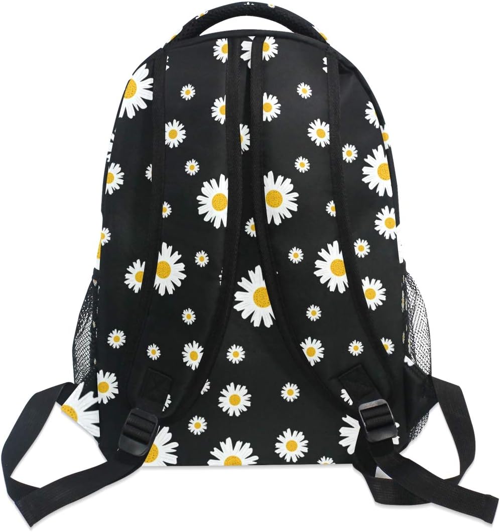 Qilmy Daisy Floral Laptop Backpack Waterproof College Students Bookbags Middle School Bookbag Computer Daypack for Teen Boys Girls