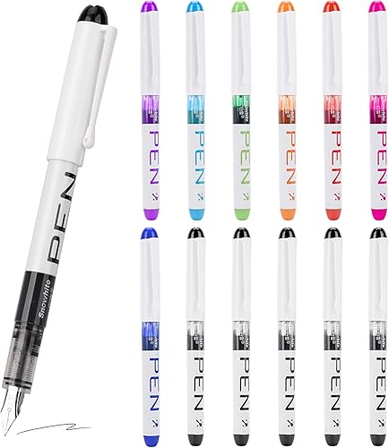 Miniatura 1 de EEOYU 12 bolígrafos estilográficos desechables, suministros de oficina de escritura suave para bocetos, diario, caligrafía, garabatos y regalos