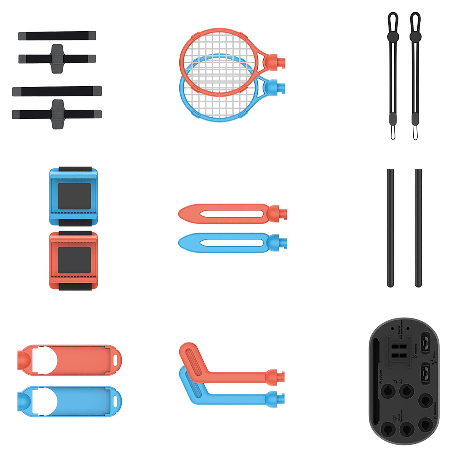 Familien-Party-Set für Tennisschläger / Clubs, Handgelenkschlaufe, Sportzubehör, Aufbewahrungsdock, Sportzubehör, komplettes Action-Spiel-Set mit Handgelenkschlaufe