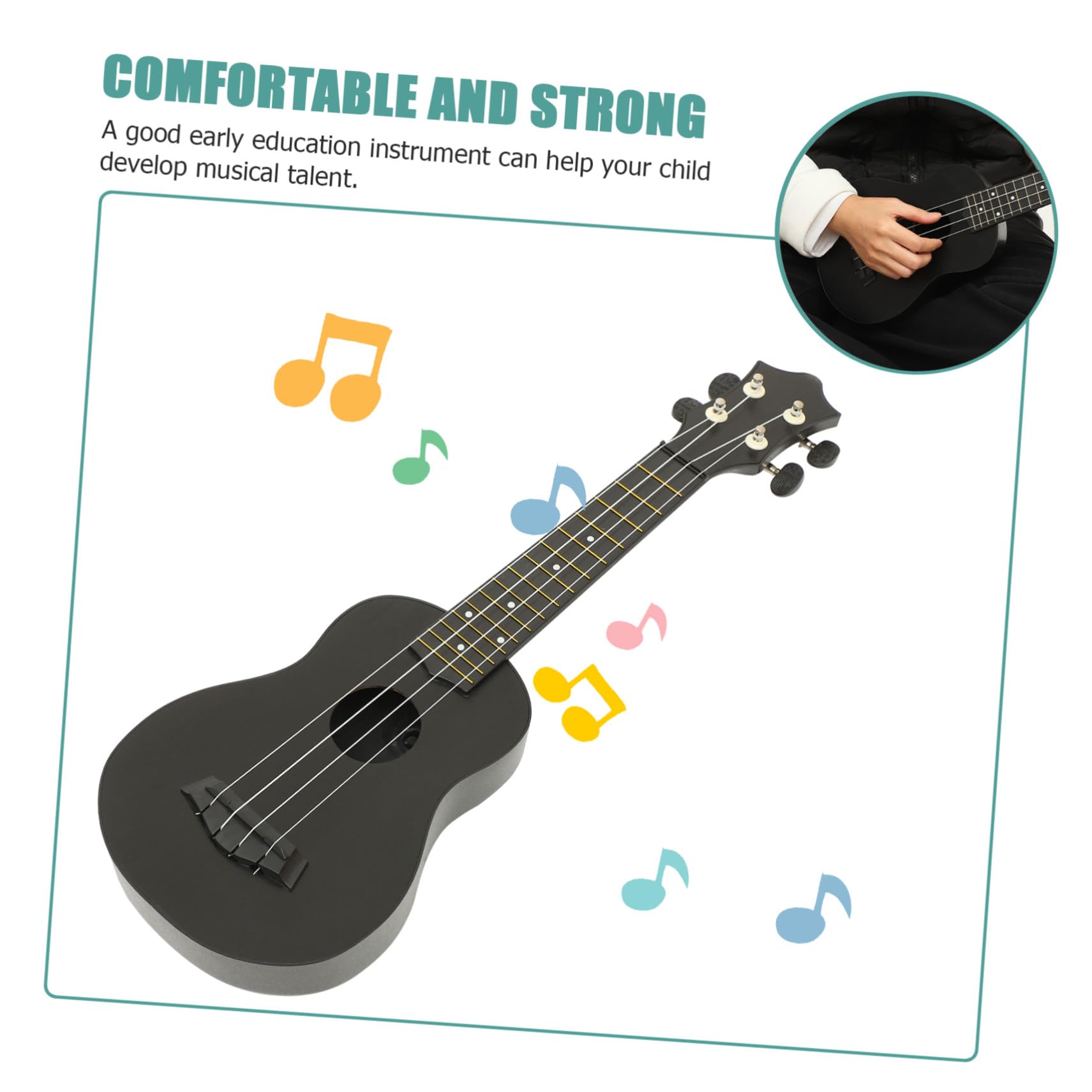Ukulele Soprano in Legno Nero per Principianti Chitarra Acustica Corde Strumento Resistente e Facile da Accordare Regalo Educativo per Ragazzi e Ragazze