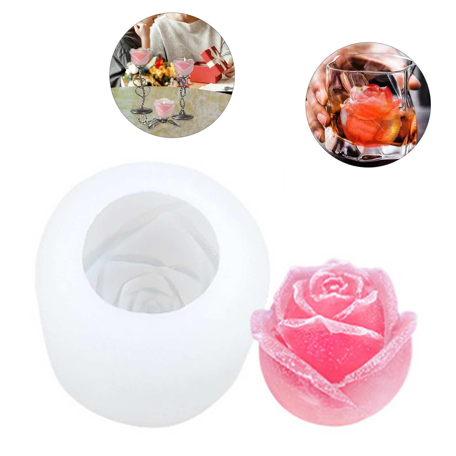 Ddewing Ice Silicone Mold Silicone Mold Silicone Rose Flower Molds Ice Cube Tray Large Ice Cube Form for Chilled Cocktails, Whiskey, Bourbon, Homemade Juice(#2)