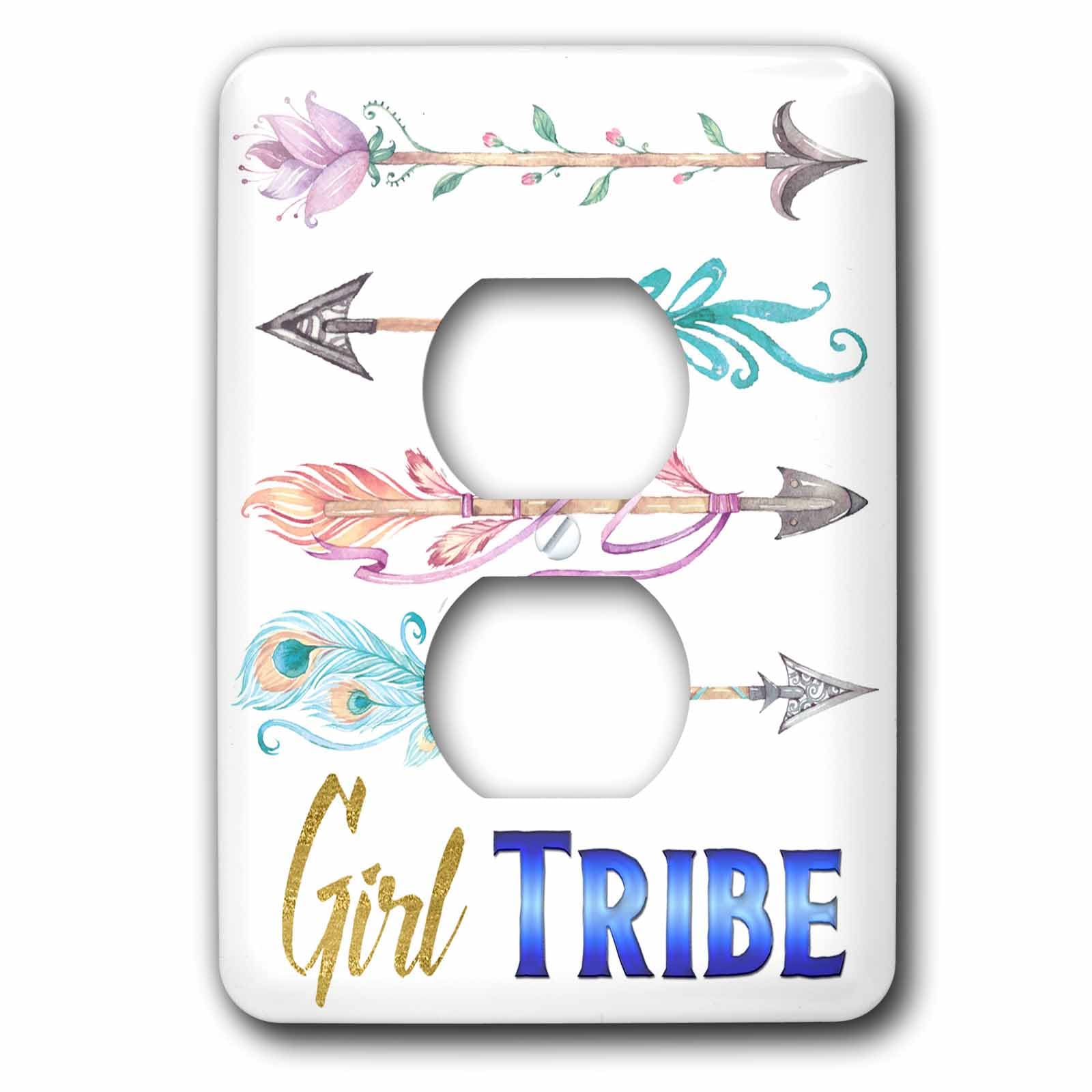 2 cache-prises aquarelles tribales 3dRose lsp_252965_6 pour deco chambre fille