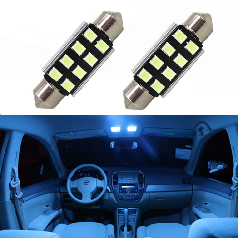 WLJH 10x 38mm 39mm 6418 DE3425 DE3423 Led Car Light Extremely Bright 2835 SMD Ice Blue LED Canbus Error Free Festoon C5W 272 for Dome Map Door License Number Plate Bulbs Trunk Vanity Mirror Lights
