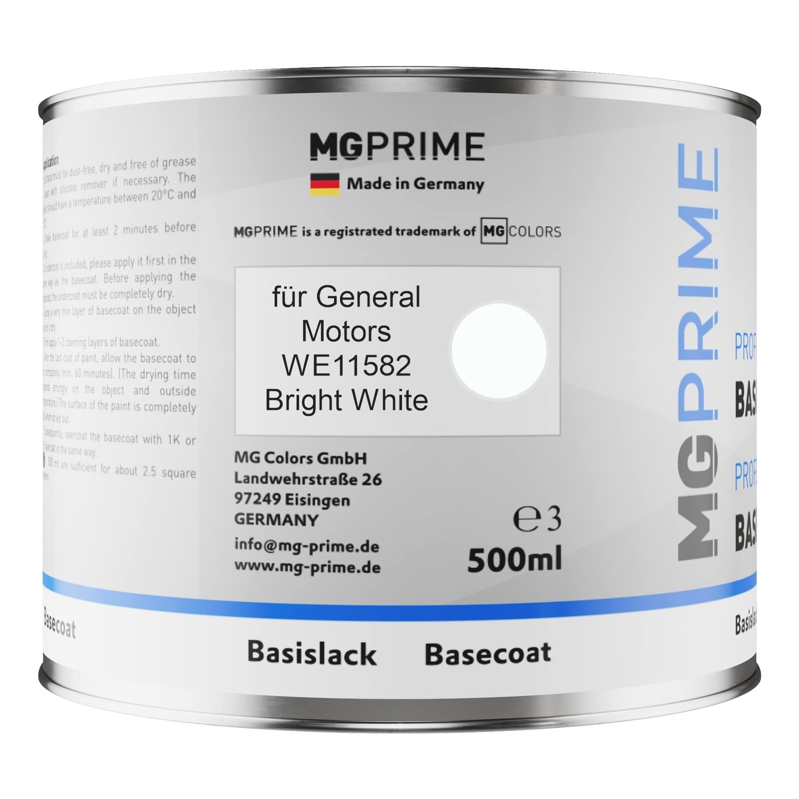 MG PRIME Pots de peinture pour General Motors WE11582 Bright White 1,25L