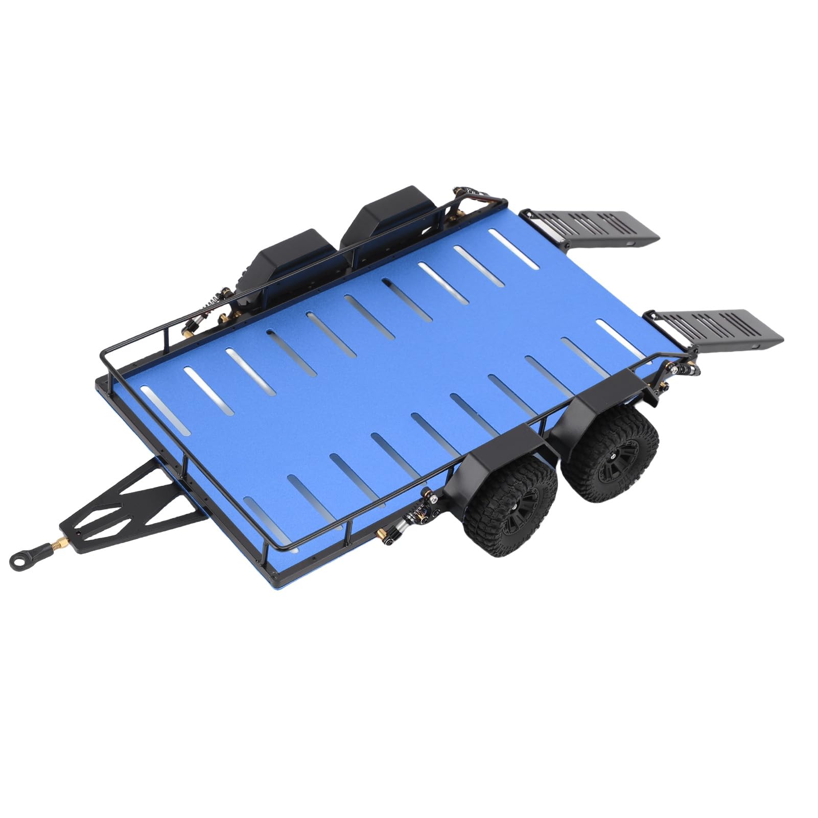 Acouto /18 Przyczepa RC 4 Koła Wysoka Symulacja RC Metalowa Przyczepa z platformą Samochód Zdalnie Sterowany z Hakiem Czerwona Jest Solidna Ex Trailer Zestaw z platformą do Przyczepy Zdalnie (BLUE)