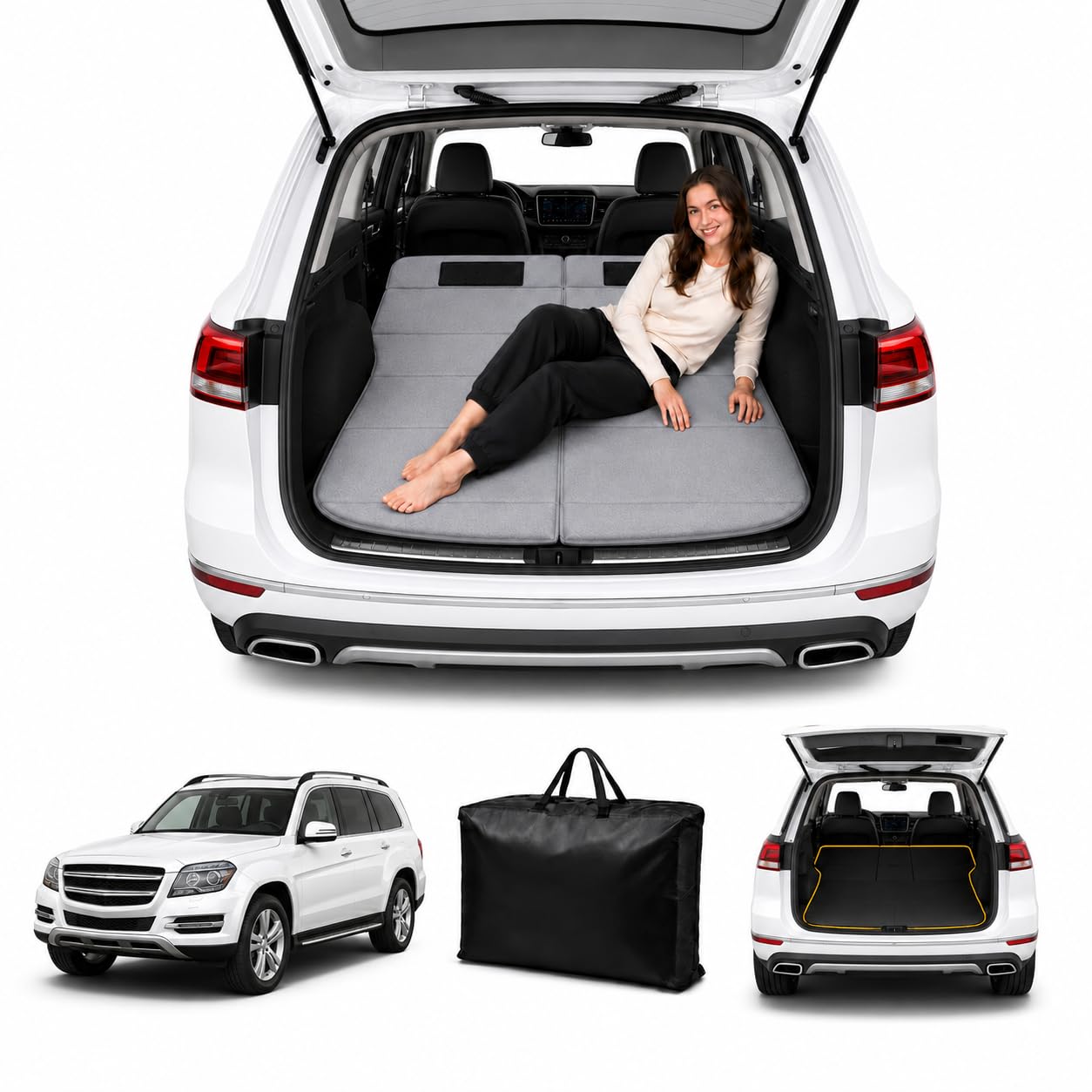 Car Mattress for GL 2007–2012, Upgraded Non-Inflatable Thickened Foam SUV Car Camping Mattress, Foldable Trunk Sleeping Pad Car Bed Mattress for Road Trips Camping Travel