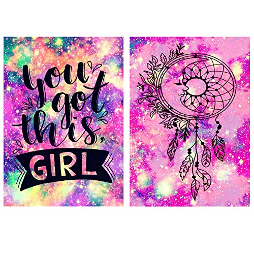 2-Pack 5D Diamond Painting Kits For Kids & Adults, Betionol Painting Cross Stitch Full Drill Crystal Rhinestone Painting By Number Kits, Starry Sky You Got This Girl, 12 x 16 inch