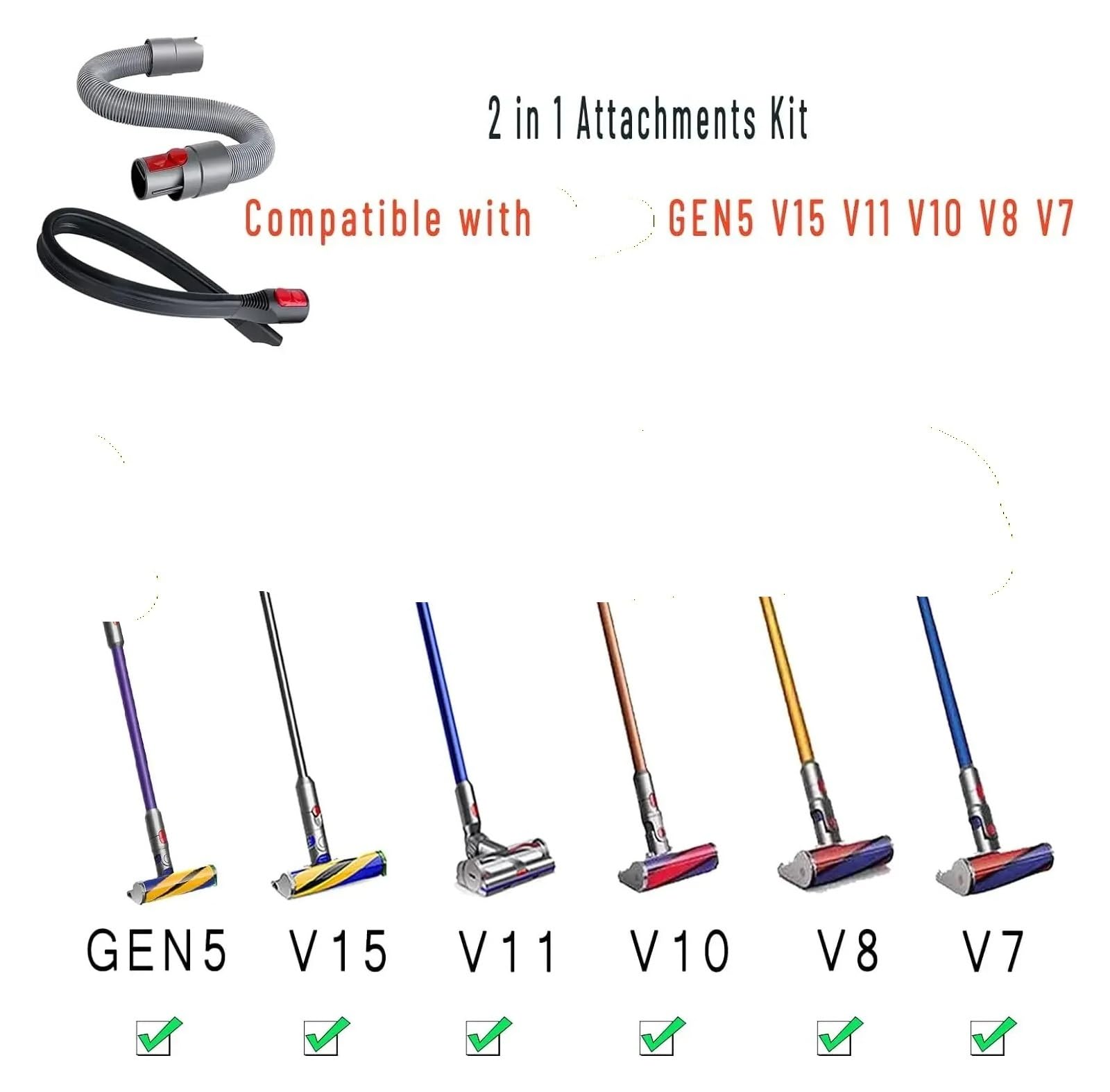 Kit Bocchetta Stretta e Tubo Compatibile con Dyson GEN5 G5 V15 V11 V10 V8