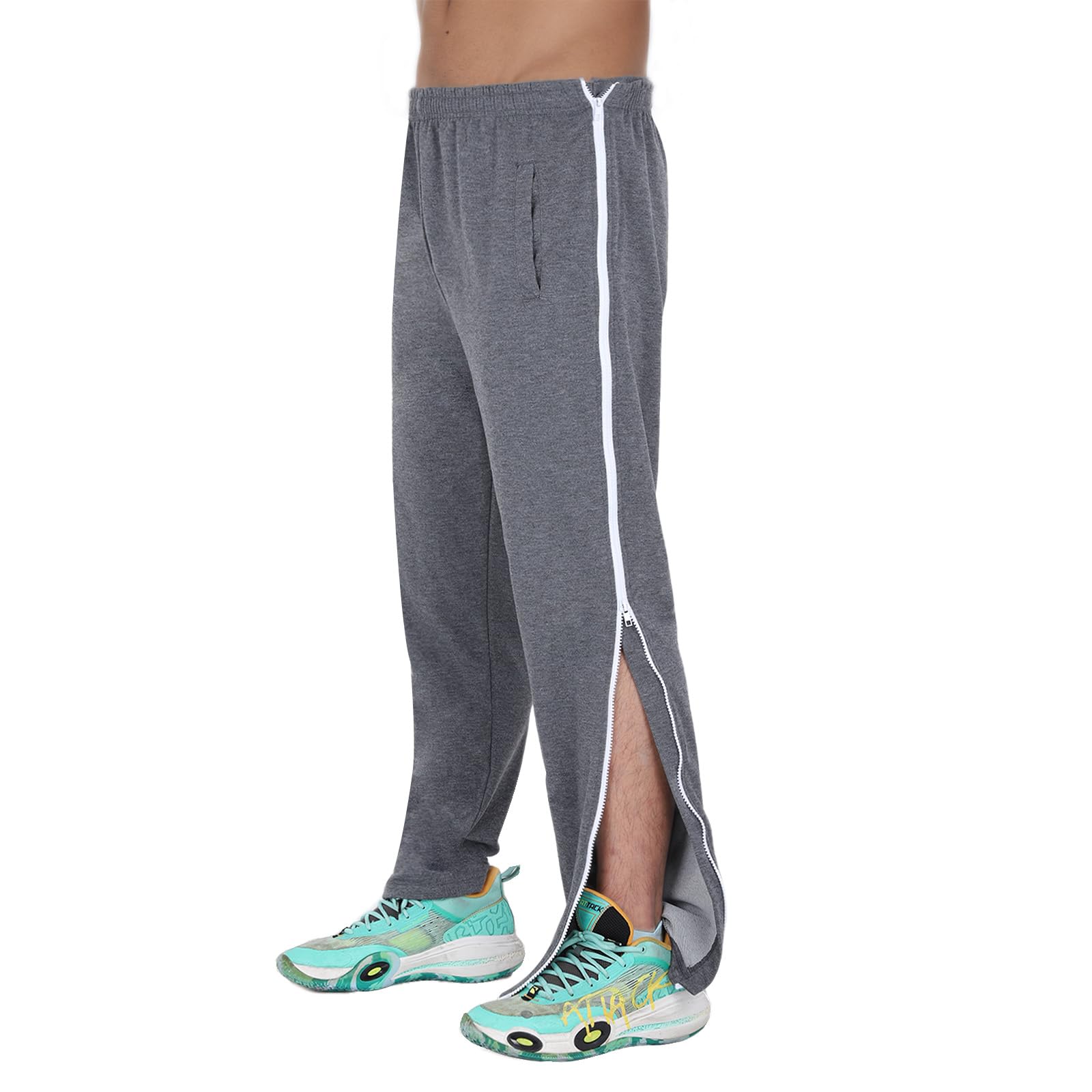 BWBIKE Pantalon Homme Survêtement de Rééducation Détachable - Zip Intégral - Training Sportif Décontracté