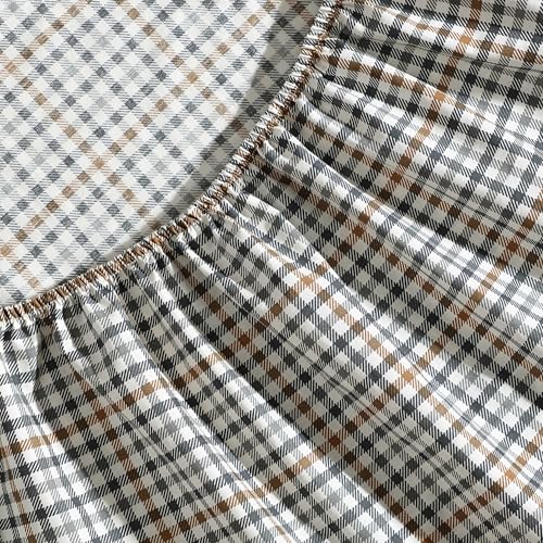 Image of Eddie Bauer - King Sheet Set, Crisp & Cooling Sheets w /a Naturally Smooth Cotton Percale Lightweight Feel - Matching Pillowcases & Deep Pocket Fitted Sheet (Griffin Plaid Beige)