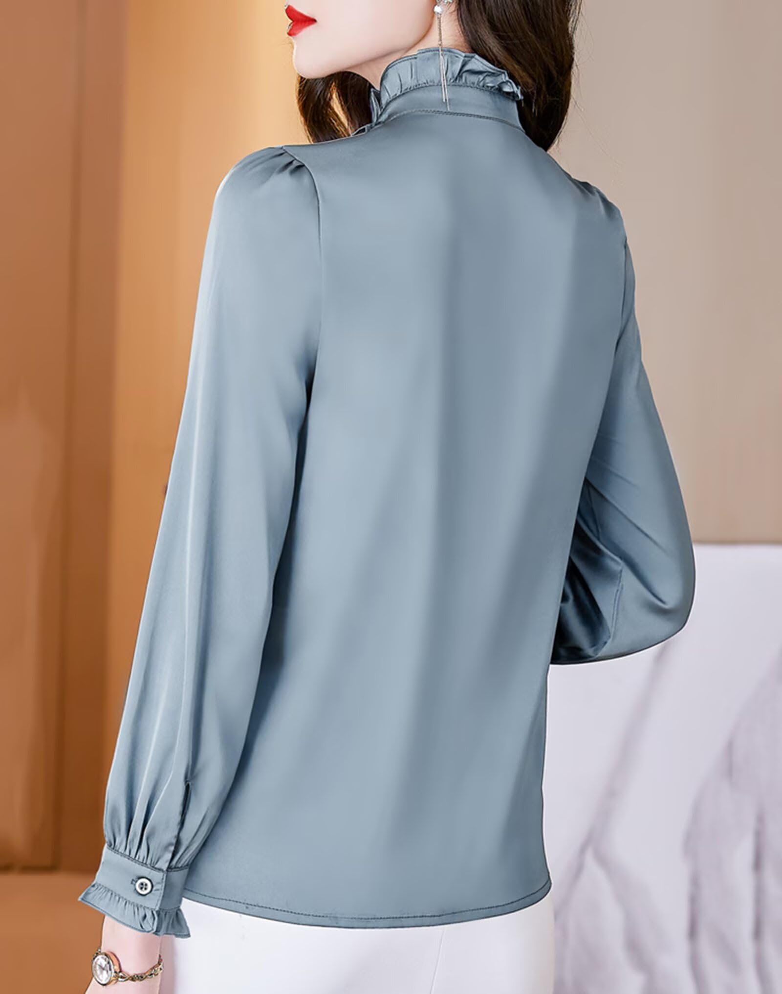HNVAVQ Camicia Donna 100% Seta Blusa da Lavoro e Cerimonia