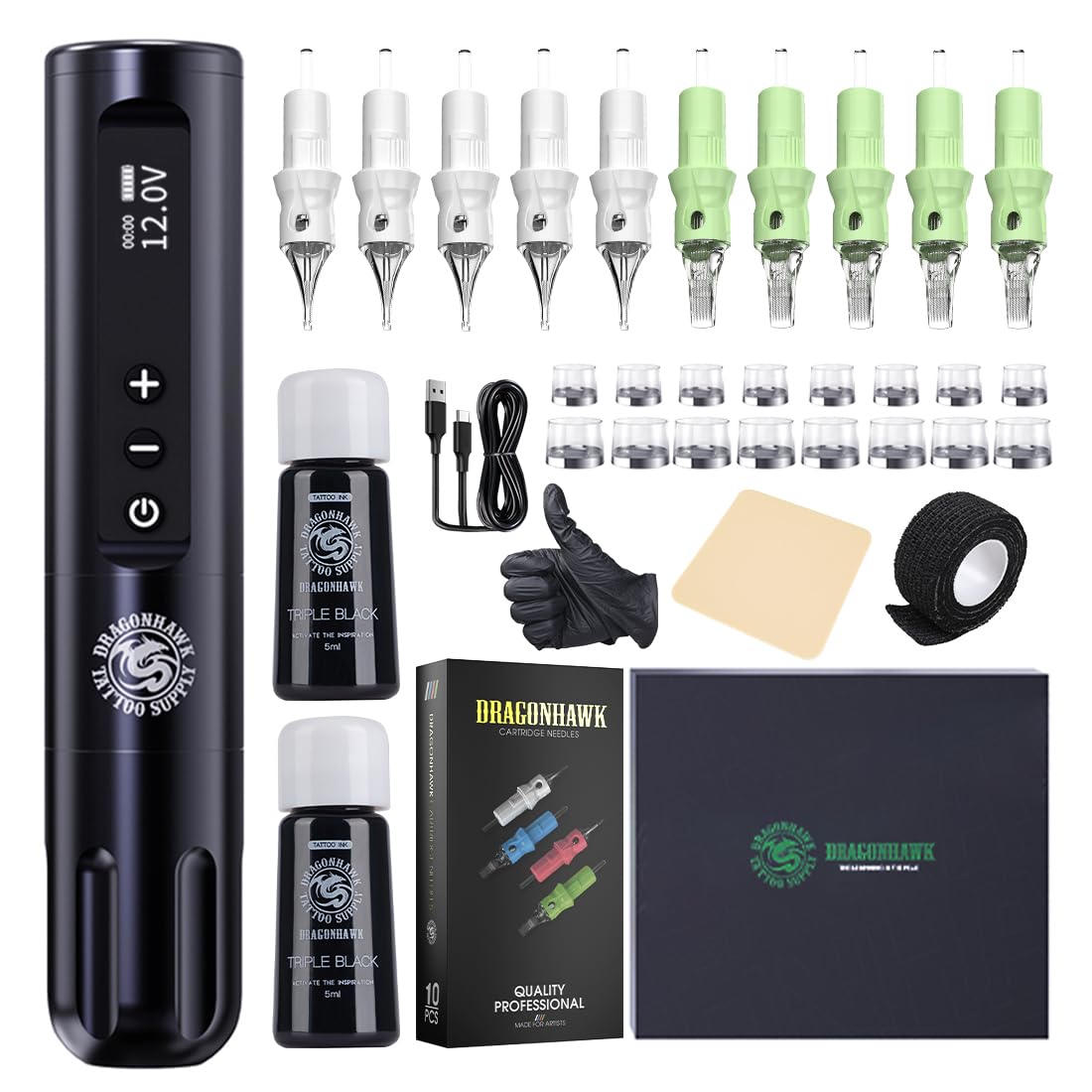 Amazon.com: Dragonhawk Tattoo Gun Kit Wireless L1 Tattoo Pen