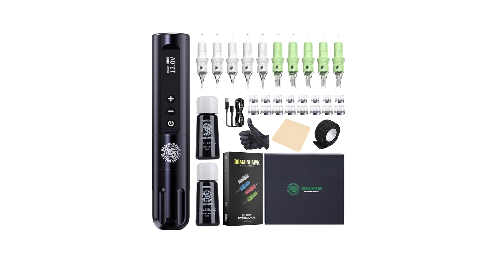 Amazon.com: Dragonhawk Tattoo Gun Kit Wireless L1 Tattoo Pen