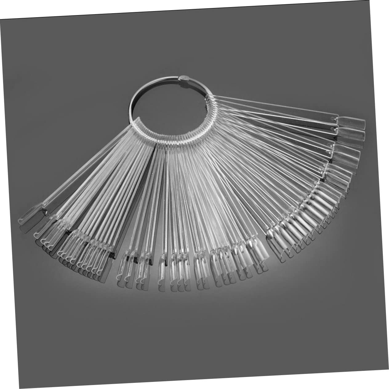 VALICLUD 50 PCS Nail Art Display Palette Fan-Shaped Polish Plate Ring False Nail Tips Practice Templates and Salon Use