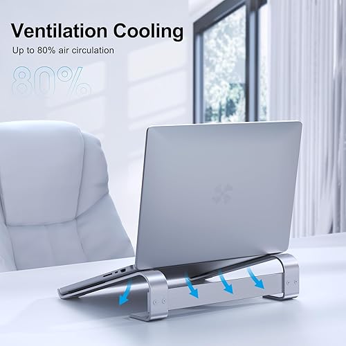 Miniatura 4 de Soporte para computadora portátil para escritorio, elevador de aluminio para laptop, soporte ergonómico para computadora compatible con MacBook