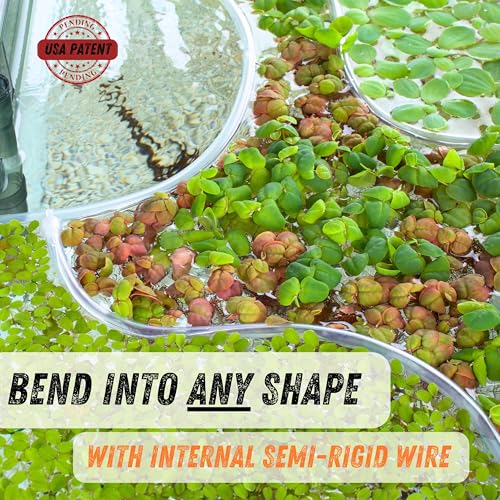 Image of Smallest Floating Plant Barrier for Nano Tanks (<10gal); Uses Capillary Action to Cling to Glass; No Suction Cups; Auto Adjust to Any Water Level; Thin Tubing; Bends into Any Shape (Clear Combo)