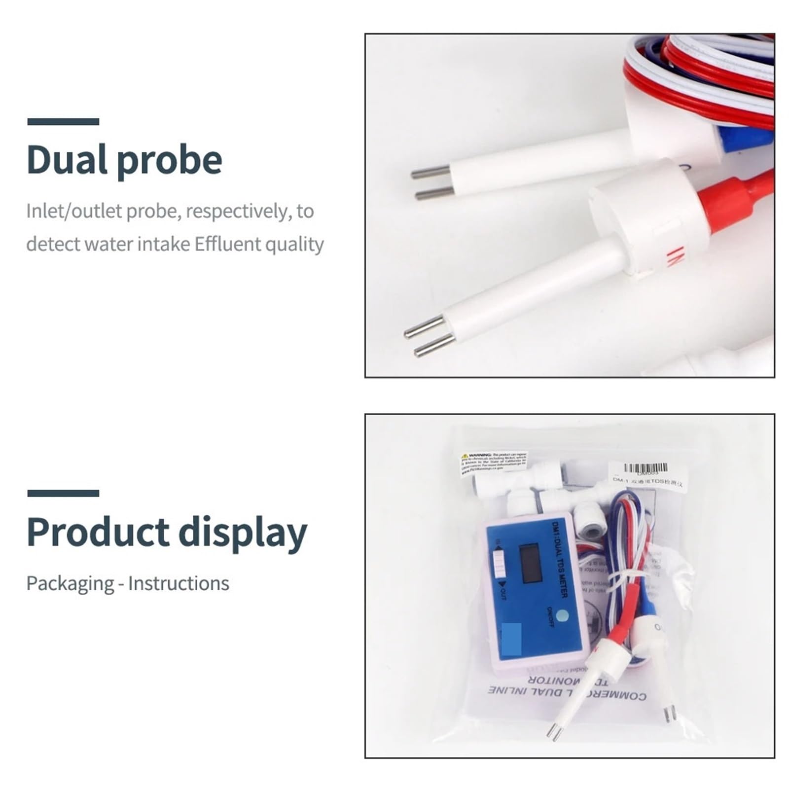 TDS Water Quality Tester DM1/DM2 Dual TDS Meter HD LCD Display Dual Probe Drinking Water Pool Aquarium PH Meter,Giardino,Prato,Interno,Uso esterno(EC Meter)