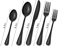 Vista 3 de Black Silverware Set, NELOTIE 20 Pieces Stainless Steel Flatware Set, Mirror Polished and Dishwasher Safe, Service for 4, Utensils for Kitchens