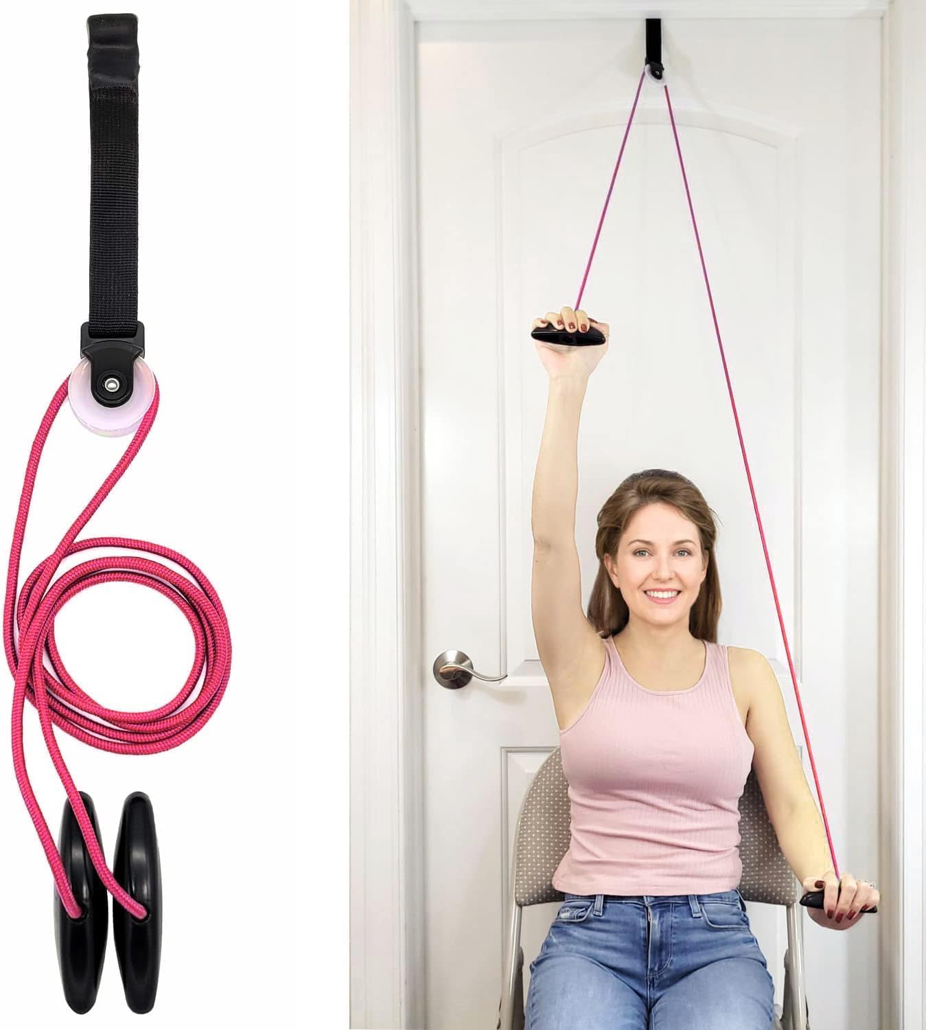 AARAM Shoulder Pulley for Exercise with Rope & Door Strap | Physiotherapy Pulley for Frozen Shoulder, Rotator Cuff & Paralysis Recovery | Exercise Pulley Set with Rope | Home Physiotherapy Equipments-image-34