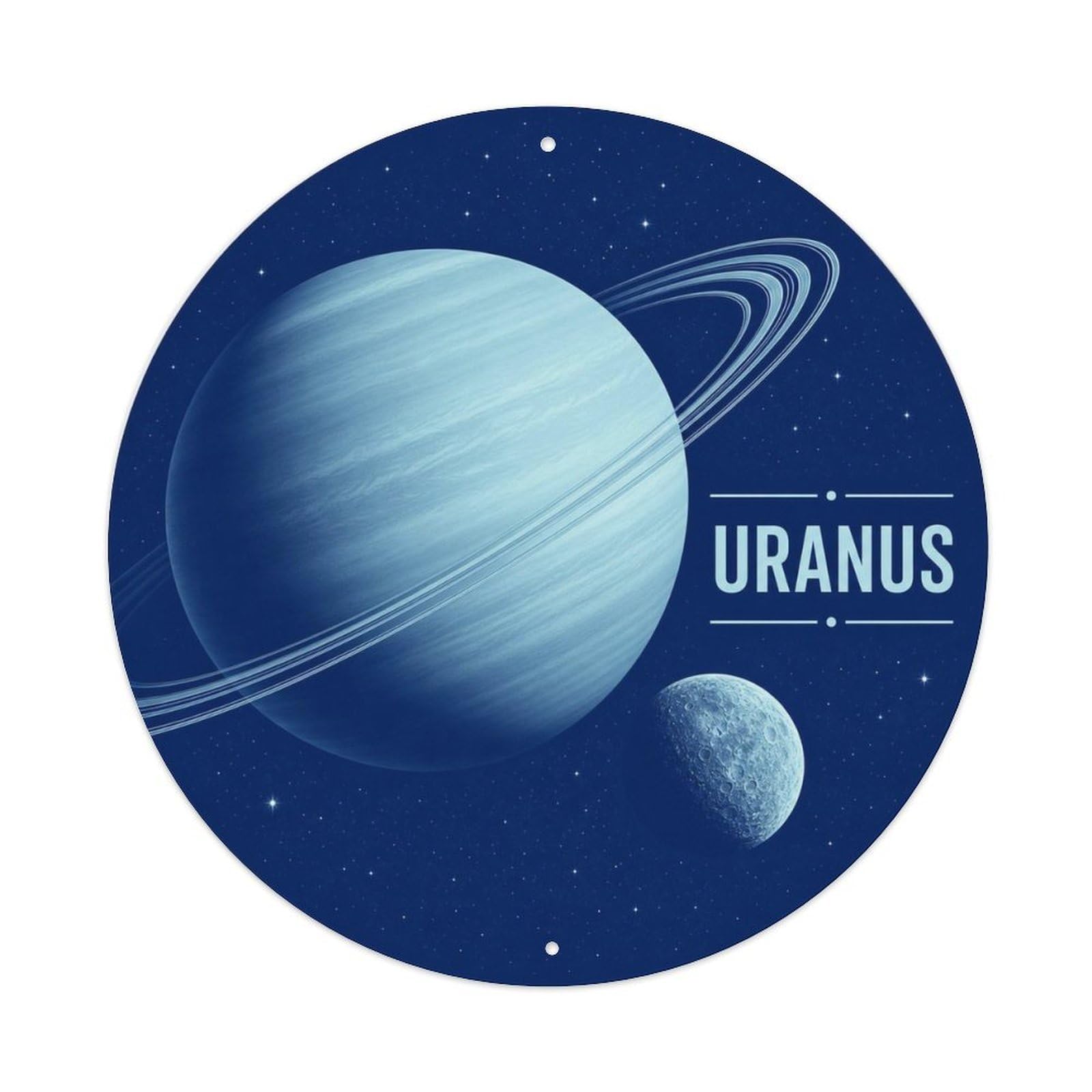 Solar System Vintage Space Uranus Ice Giant Metal Tin Sign Plaque Wall Decor for Cafe, Man Cave, Club Bar, Office, Home Garden Round Metal Poster 8x8Inch