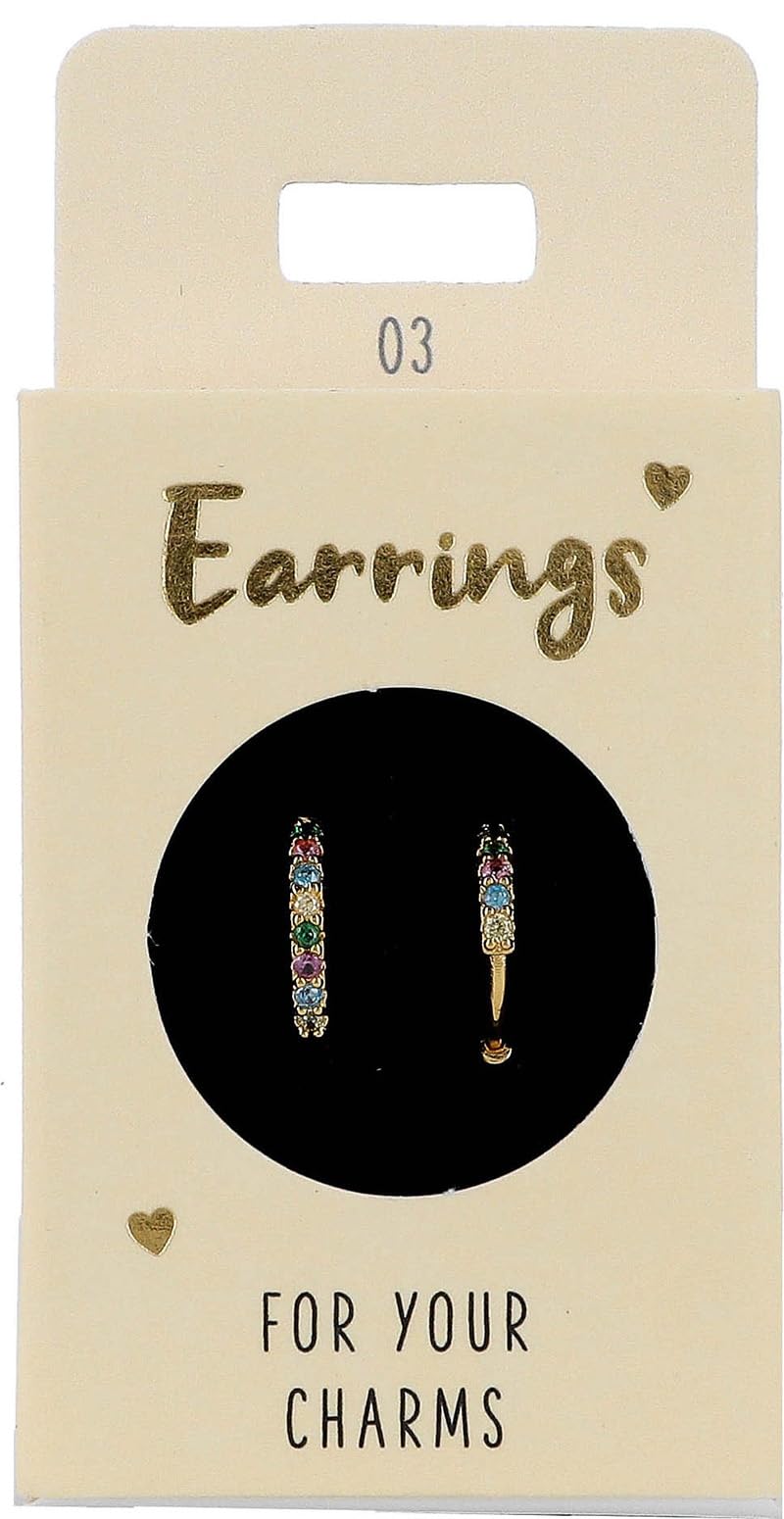 Depesche Depesche 11833-003 Pendientes de aro con Piedras de Colores, chapados en Oro, Ideales como pequeño Regalo, Mehrfarbig, Normal