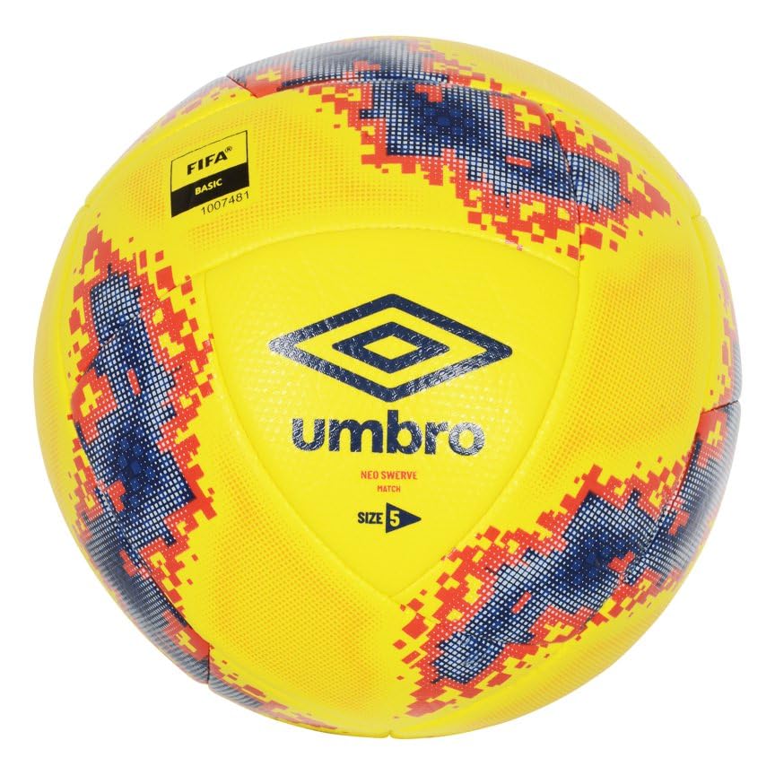 Umbro Neo Swerve Match FB Soccer Ball, Size 5, Yellow/Blue/Red
