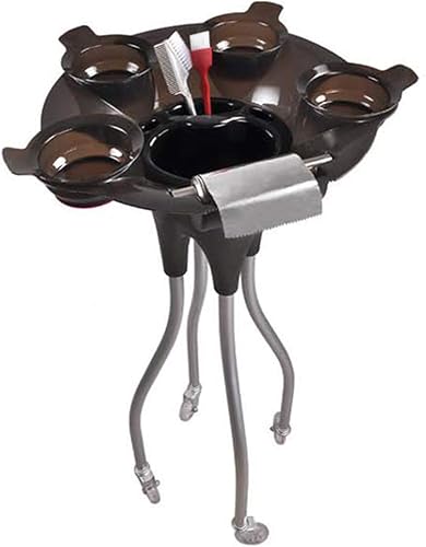 Fetcoi Bandeja de carrito de salón rodante, bandeja de salón portátil negra, carrito utilitario para mezclar colores de cabello, cepillos, clips y