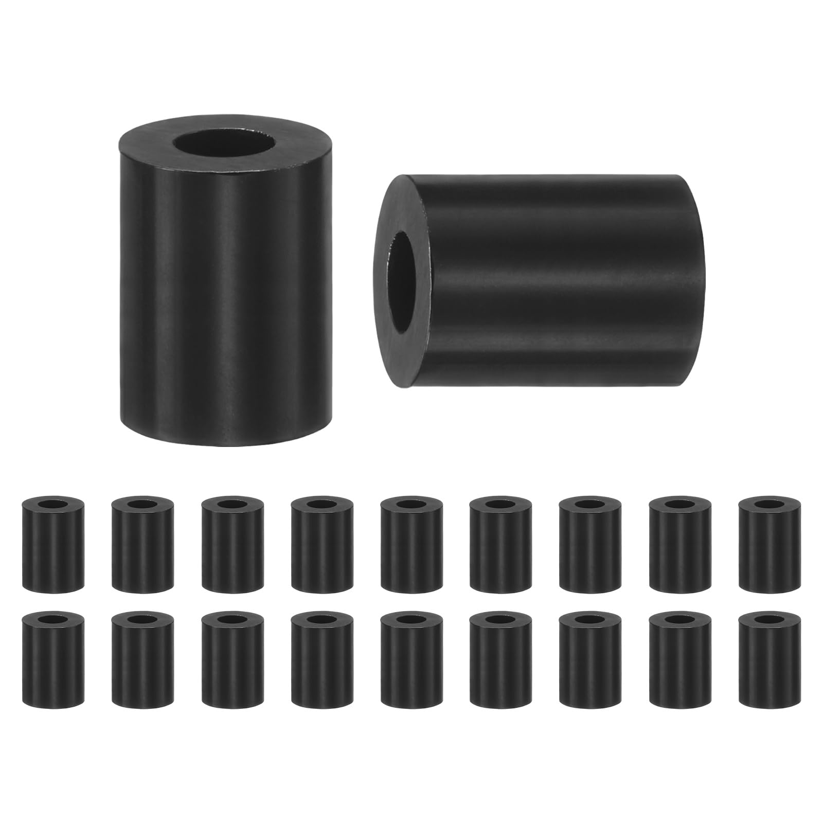 M METERXITY 200 Pack Nylon Washers, 3.2mm ID 7mm OD 9mm Length Round Plastic Spacer Washer Standoff Non-Threaded for M3 Screws/Bolts/Electrical Outlet/Switch Receptacle[Black]