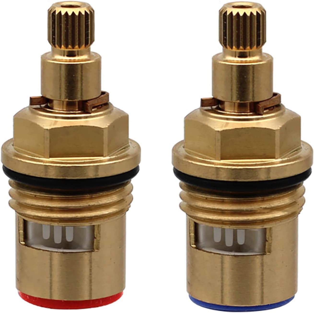 Replacement Faucet Valve Cartridge, 20 Spline Brass Ceramic Disc Tap for Bathroom & Kitchen, Hot & Cold, Red(Red+Blue)