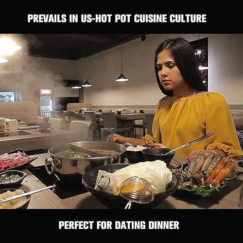 Miniatura 6 de olla de acero inoxidable de grado alimenticio 304 Shabu Shabu con divisor y tapa para estufa de inducción, estufa a gas, olla de sopa de doble cara