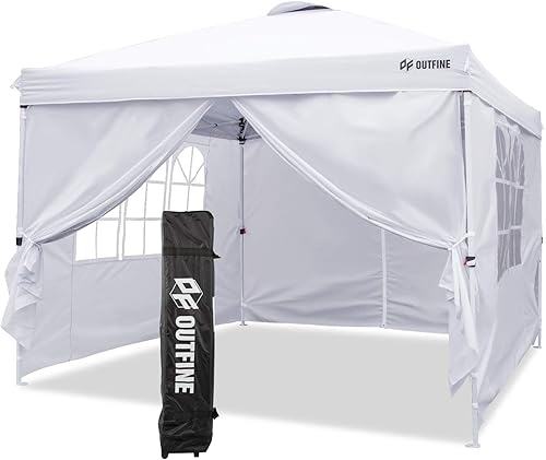 Miniatura 1 de OUTFINE - Toldo de patio de 10x10 pies, carpa gazebo instantánea comercial para exteriores con 4 paredes laterales extraíbles con cremallera, 8