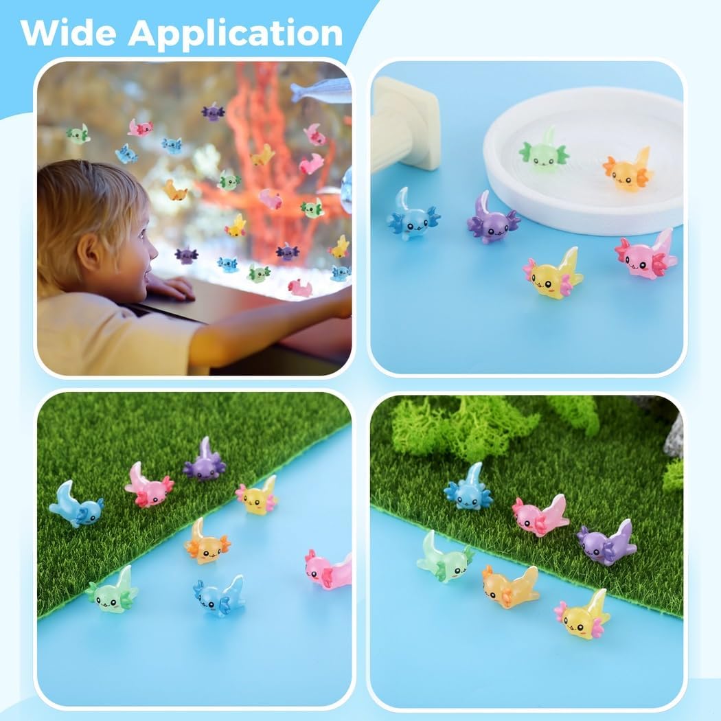 48-Piece Set of Miniature Axolotl Resin Figurines, Cute Animal Charms for Garden, Party, Aquarium, DIY Projects