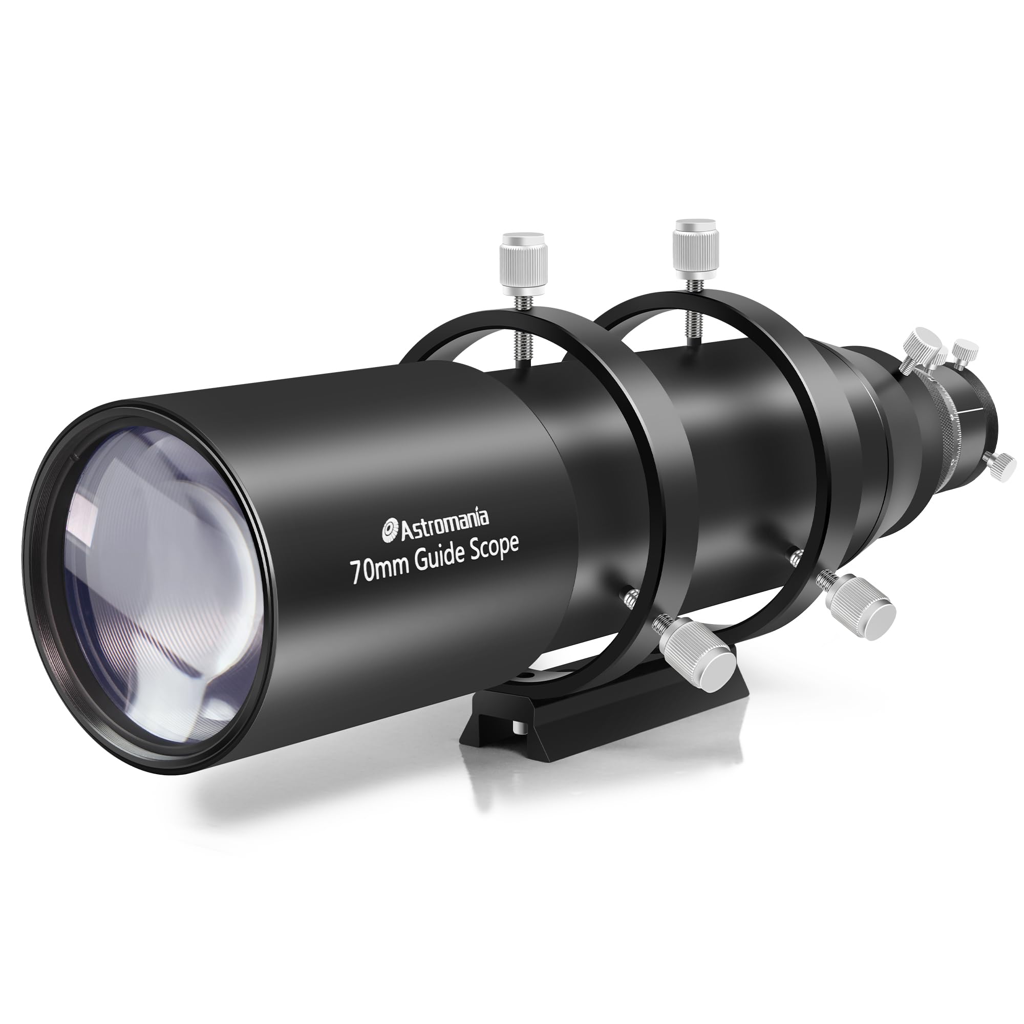 Astromania Alcance guía mejorado de 70 mm FMC con enfoque helicoidal doble, kit de guía de buscador de lujo compatible con ocular de 1.25 pulgadas para telescopio de astronomía y cámara de guía