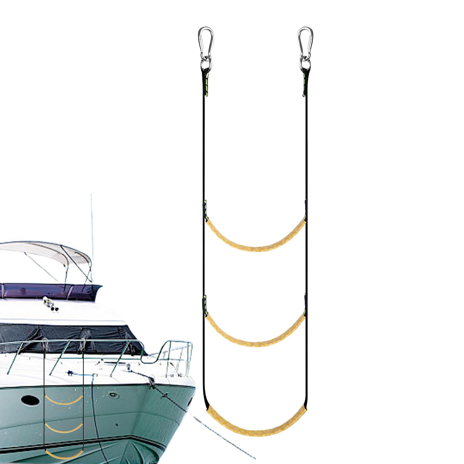 Scalette Per Motori Fuoribordo - A 3 Gradini In Corda Resistente Per Pesca | Accessorio per Imbarco Nautico Attrezzatura da Arrampicata per Canoa Motoscafi e Escursioni Acquatiche