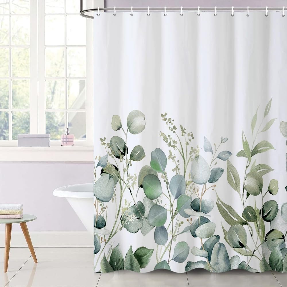 Green Eucalyptus Shower Curtain - Image 3