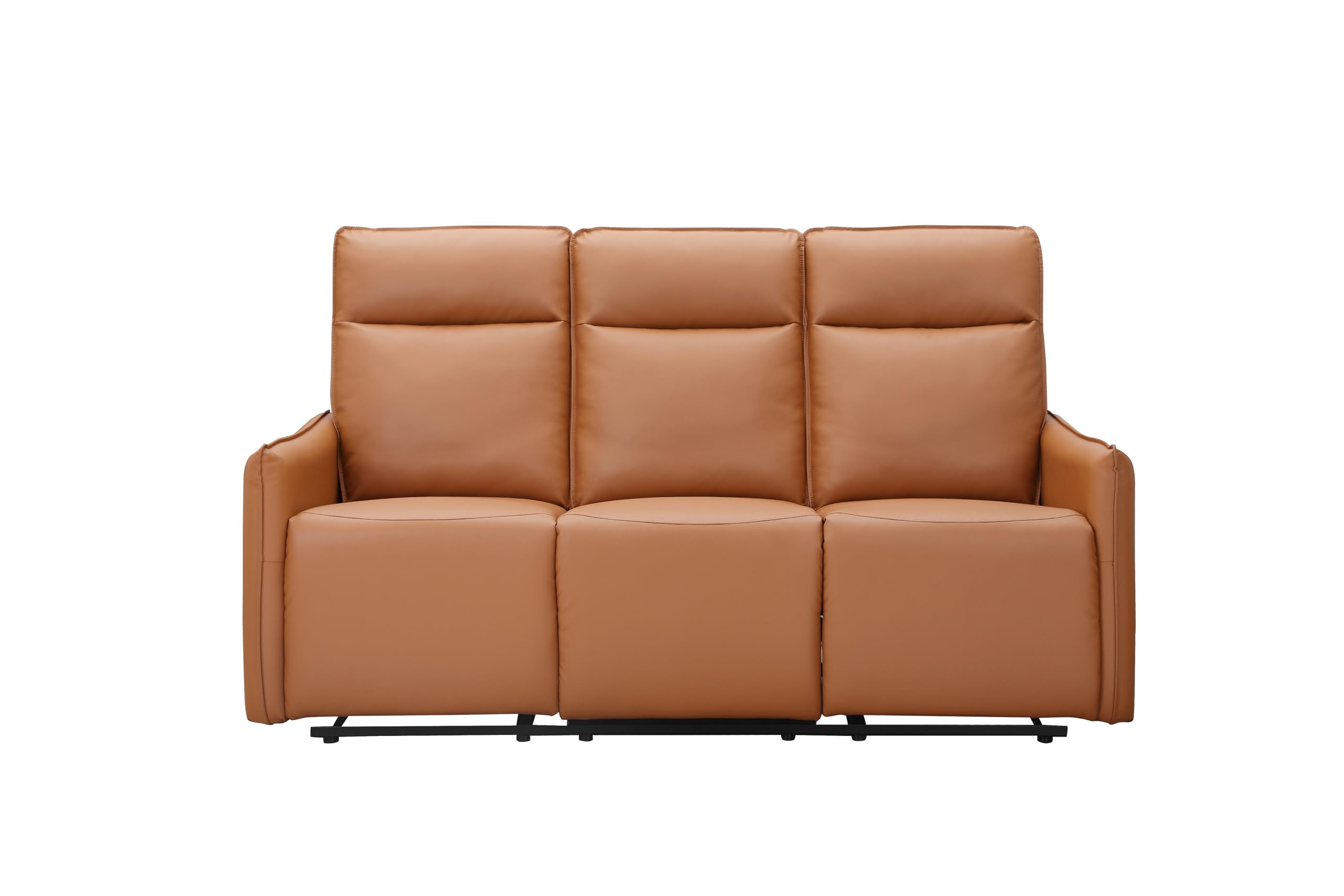 Lugo 3 Seater Sofa with 2 Manual Recliner, Cognac PU, 180 x 86 x 120cm (W x D x H)