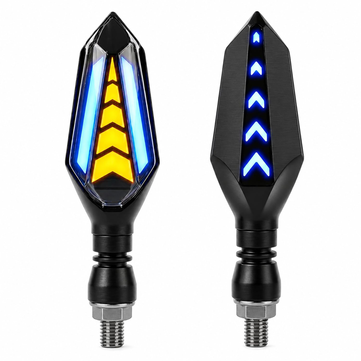 Aksmit Motorcycle LED Running Indicator Lights with Blue DRL & Yellow Turn Signal, Universal Waterproof Flexible Body Front Rear Blinker Lamps for Bikes, Scooters & Motorcycles (Pack of 4)-image-15