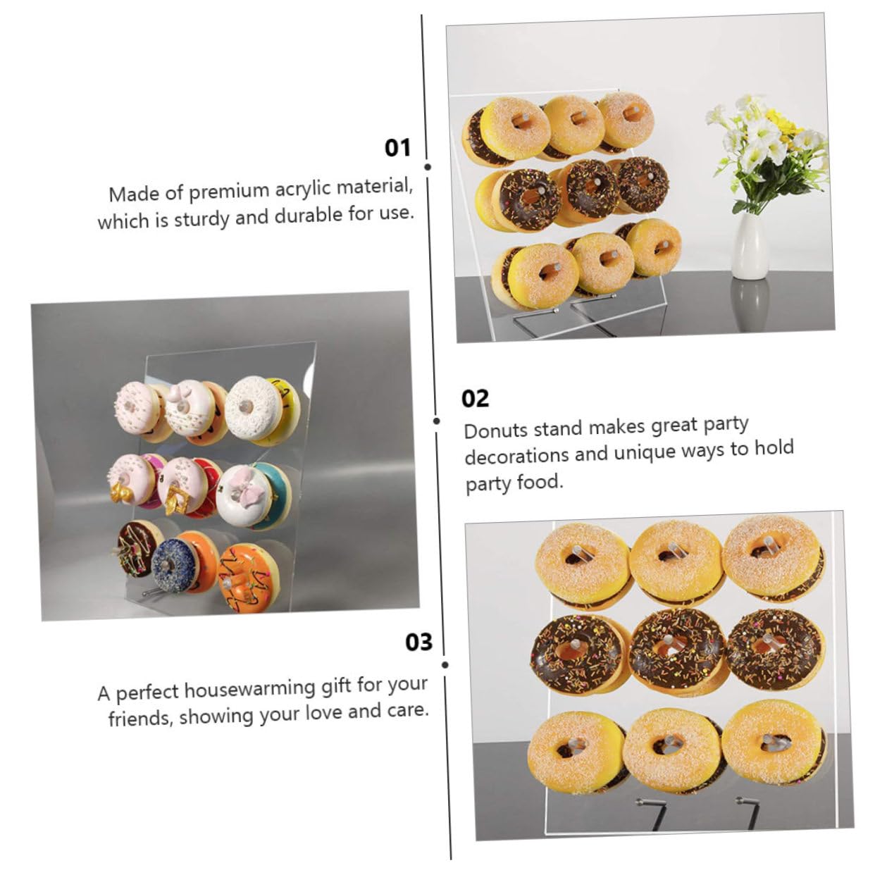 DECHOUS 1pieza Soporte De Donuts De Acrílico Transparente Para Decoración De Fiesta y Bakery Para Cumpleaños y Bodas