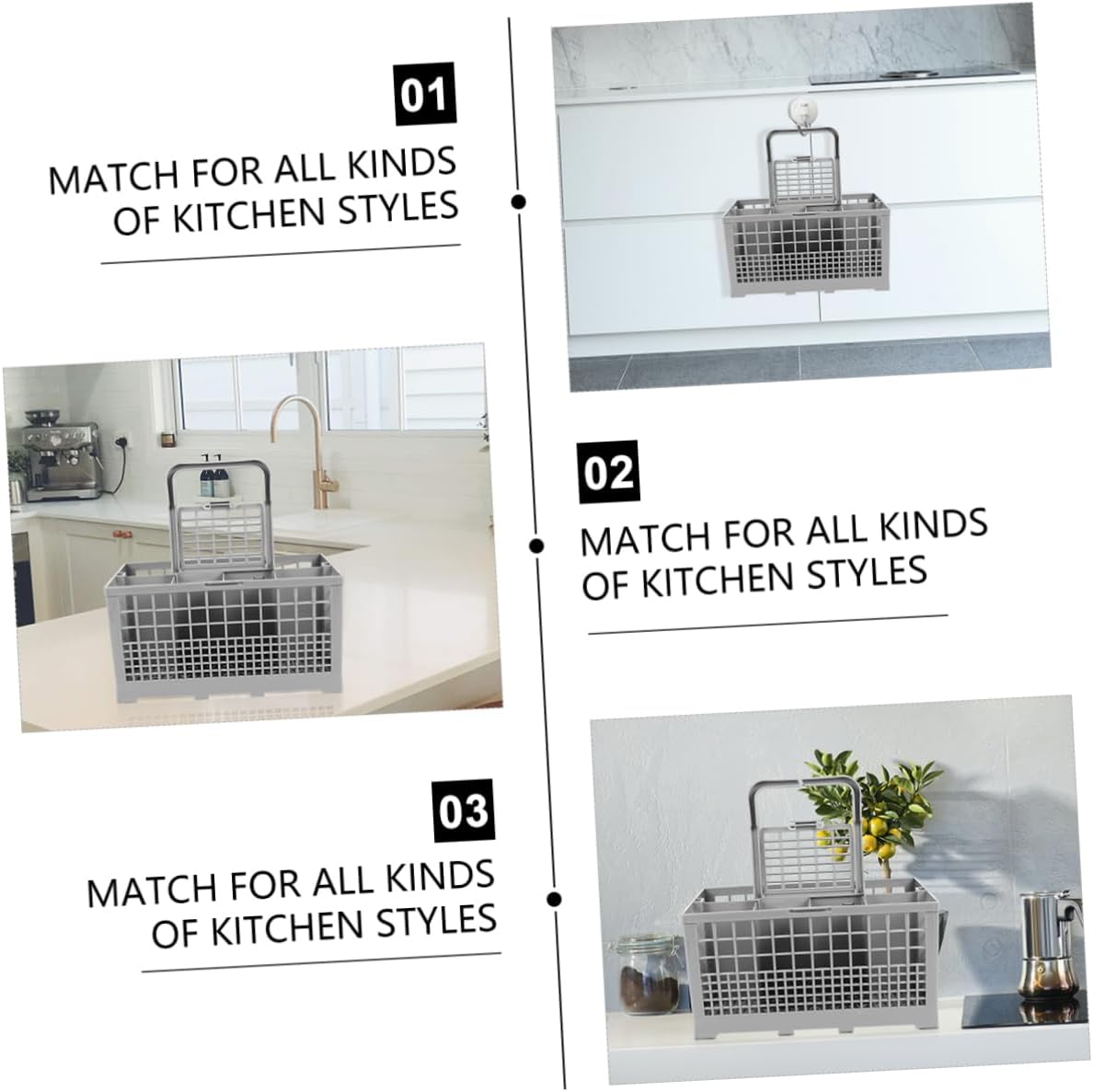 Dishwasher Basket for Cutlery and Kitchen Utensils Multi-compartment Storage Organizer for Dishes and Office Supplies Easy to Clean and Maintain for Home Use