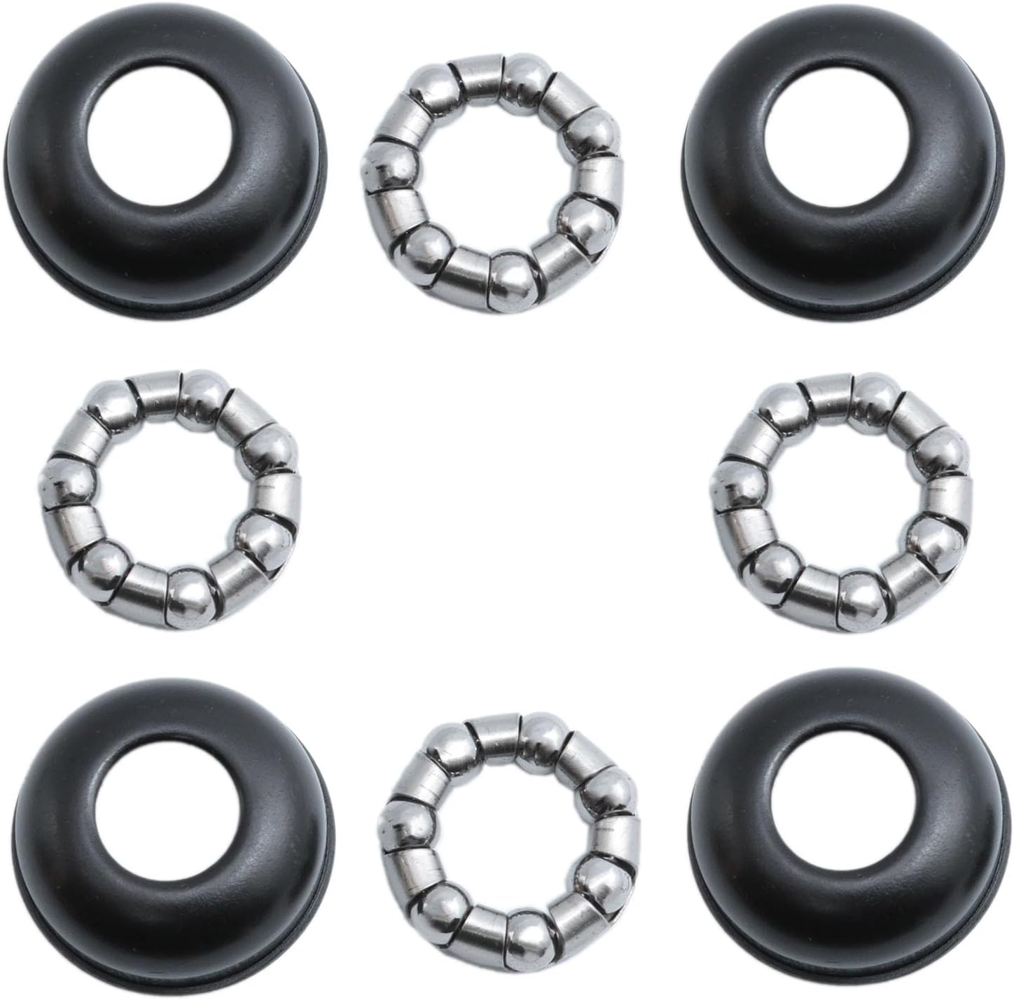 4PCS Blcak Bicycle Rear Hub Cups3/8inch Bicycle Accessories Bike 1/4” X 7 Balls Bearing Retainermountain Bicycle Bearing hub for Mountain Bikes,Road Bikes, Training Bikes