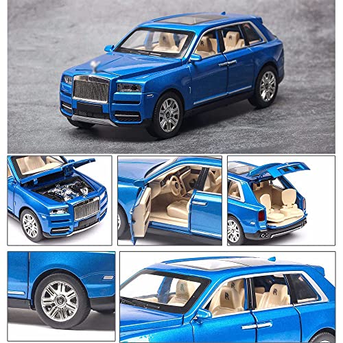 Image of DEUSON ECOM 1:24 Scale RR Cullinan Toy Car for Kids Die Cast Model Alloy Metal Cars with Light Sound Pullback Openable Door Best Gifts Toys for Boys, Blue