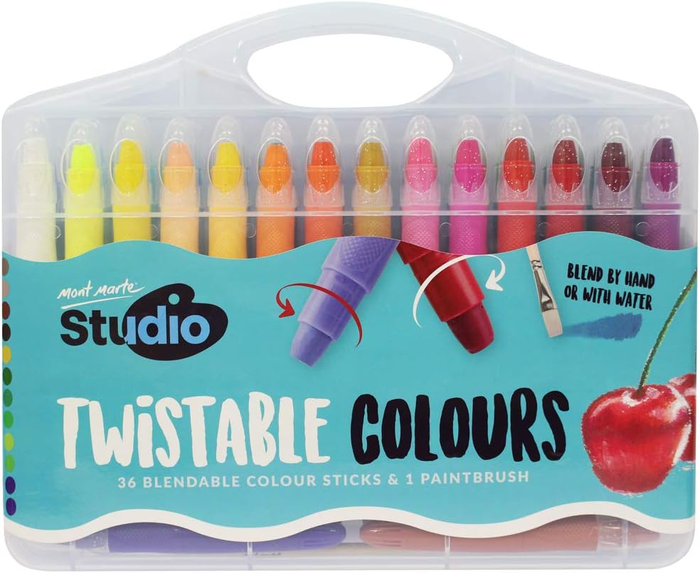 Mont Marte クレヨン ツイスタブル パステル 36色セット ブレンダブル 塗り絵 描き用 子供 絵画用