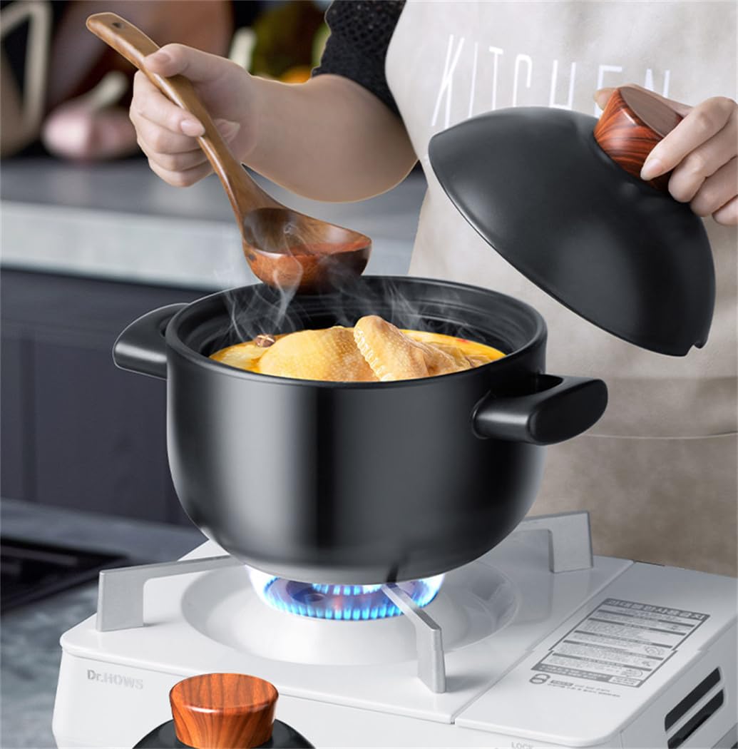 Amazon | Quikzy 天然陶土製炊飯用土鍋 蓋付き取っ手付き 直火・ガス火