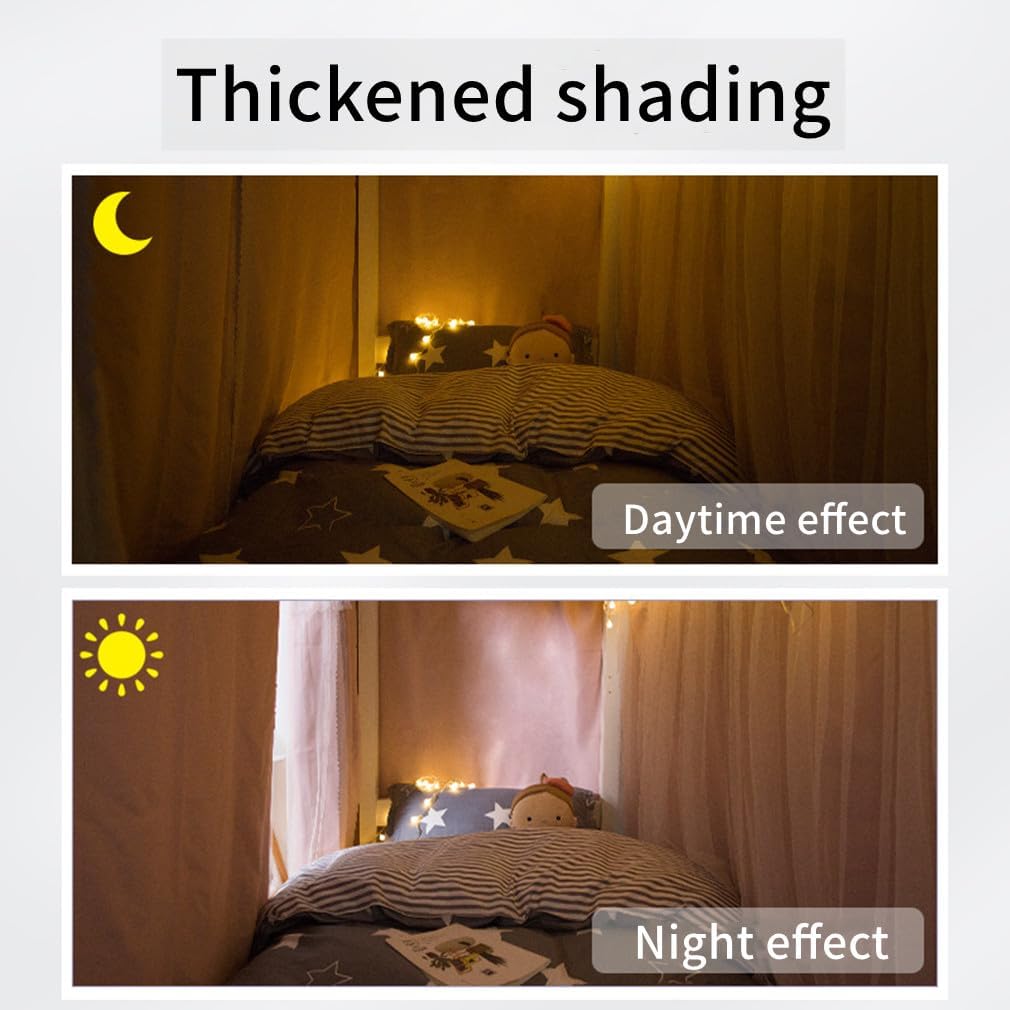 Dorm Home Bunk Bed Curtain Cloth Solid Thicken Bed Canopy Students Privacy Bed Shading Curtain Tent Lightproof Breathable Blackout Bedding Canopy Spread Curtain Bed Tent Drape for Dorm College Home