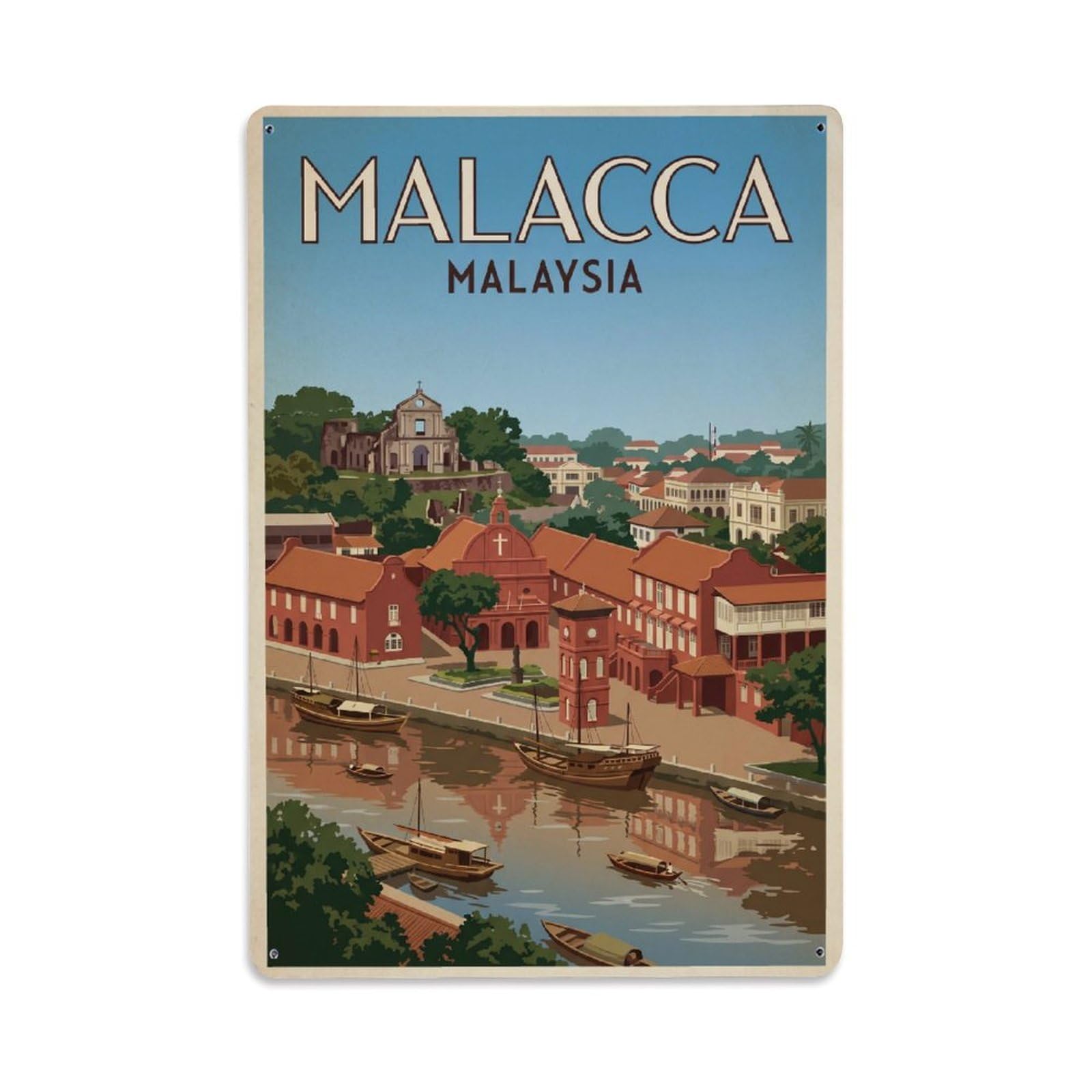 Fqcyn Style Metal Tin Sign Malaysia Malacca Vintage Travel