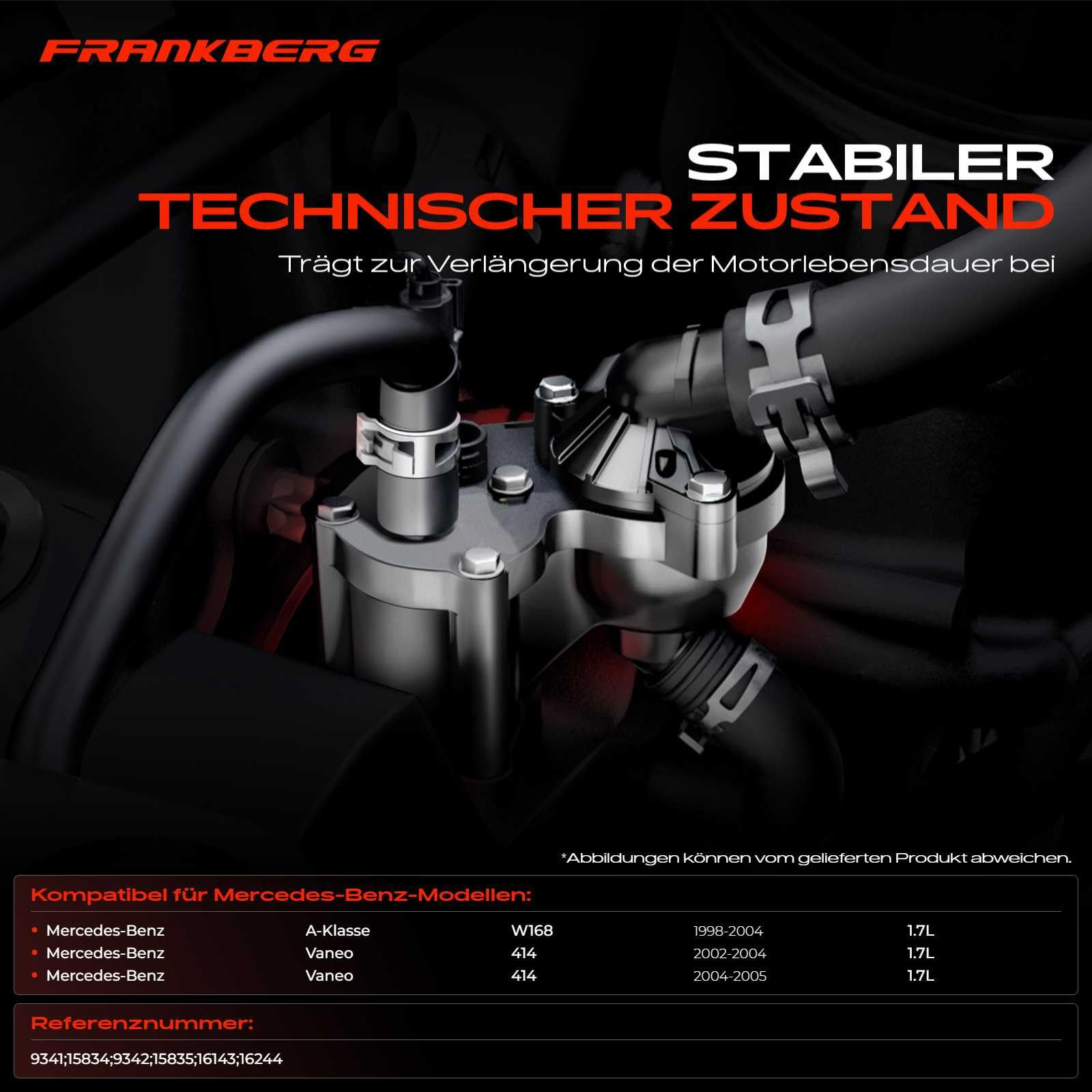 Frankberg Termostato del liquido di raffreddamento 87°C 6682030075 | Compatibile con: Classe A W168, Vaneo 414
